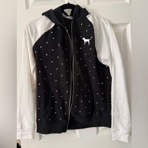 Victoria’s Secret PINK Black and White Polka Dot Embellished Dog Jacket small